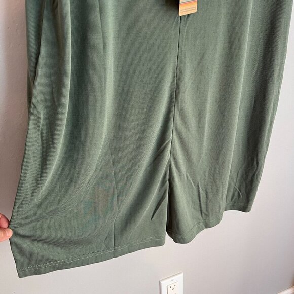 Marine Layer Luxe Rib Romper Small in Laurel Wreath Olive - Picture 3 of 8